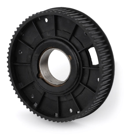 Rear Wheel Belt Sprocket - 5M Pitch, a black gear with a central hole, used for rear drive wheel assemblies on electric scooters and pocket bikes.