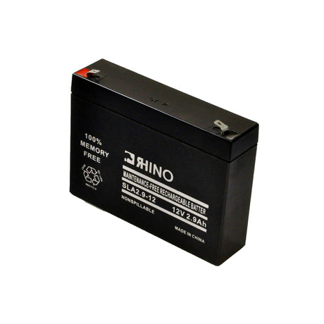 3 Ah 12 Volt SLA 2.9-12 AGM Scooter Battery, a black rectangular rechargeable battery with white text, designed as a cost-effective alternative for the Bladez XTR Lite 250, offering reduced run time.