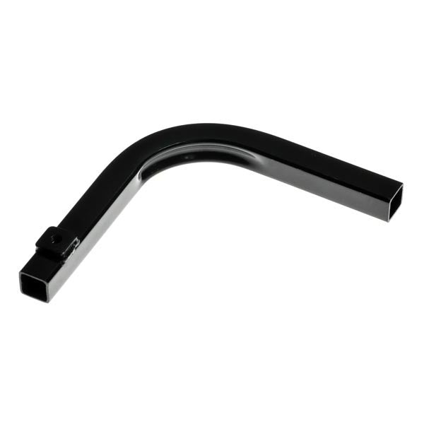 Right Side 90 Degree Elbow Bracket for the ActiveCare Catalina, Renegade, and Drive Titan Power Chairs; a black curved metal bracket designed to replace damaged armrest parts on power chairs.