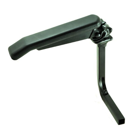 Right Armrest Assembly for Amigo Mobility Scooters featuring a black metal arm with a skull design and a curved handle, suitable as a replacement part for various Amigo models.