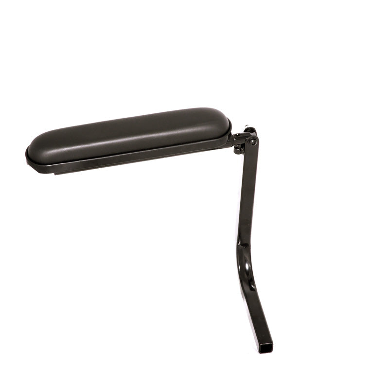 Right Armrest Assembly for the Merits Pioneer 5 (S53431) Mobility Scooter, featuring a sleek design with a sturdy rectangular shape and multiple support holes, suitable exclusively for the right side of the seat.