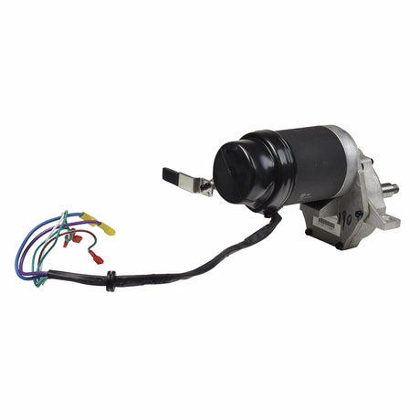 Right Side Motor Assembly for the Hoveround® MPV5® (Used) featuring black and silver electric motor with visible wires and black cylinder, thoroughly inspected and cleaned for optimal performance.