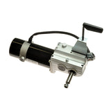 Right Motor Assembly for Jazzy Select 14, Jazzy Select 14 XL, Jet 1, Jet 1 HD, and Jet 2 Power Chairs, showing a black and silver machine with a freewheel release handle and mounting hardware.