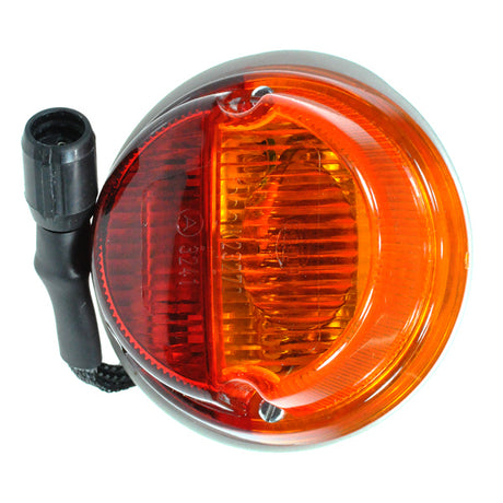 Close-up of the Right Rear Lighting Assembly for Pride Legend XL (SC3450), showing the light bulbs, electronic harness, and orange-red lens cover designed for specific serial number models.