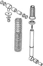 Drawing of a right rear shock absorber for 1989-1990 Honda Elite 250 (OEM), featuring a detailed illustration of a coil spring and other mechanical parts.