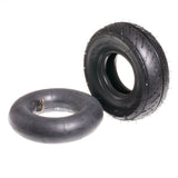 3.00-4 (10x3, 260x85) Tire & Inner Tube Set for RocknRoller® Multi-Cart® R10 & R12, featuring a spiked tread tire and an inner tube with a metal valve.