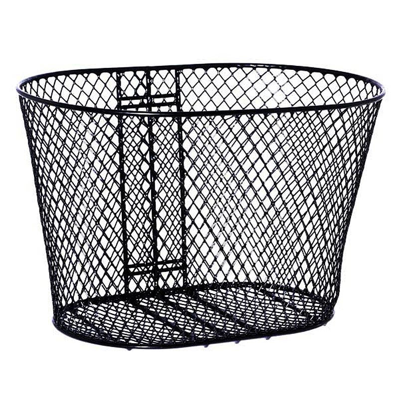 Basket for Pride Mobility Scooters: A strong, sturdy black wire mesh basket designed to mount on the tiller of Pride mobility scooters, measuring 10-1/4 x 14 x 9.