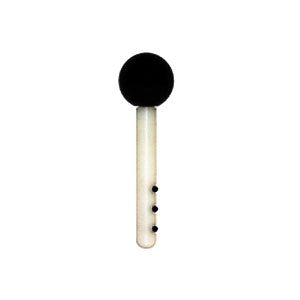 4-3/4 Round Knob Joystick Extension for Invacare Power Chairs, shown as a close-up of a black ball-shaped knob with a white cylindrical base, includes set screws and an Allen wrench.