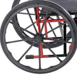 Rear Wheel Assembly for the Drive Rebel Wheelchair, showcasing a black seat and a detailed view of the wheel with handrim, suitable for both left and right sides.