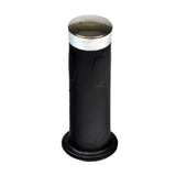 Rubber Handlebar Grip for Bikes & Scooters, featuring a black cylindrical shape with a silver chrome end cap. Ideal for replacing grips on electric scooters or bikes, available in 2-1/2 and 4-1/2 lengths.