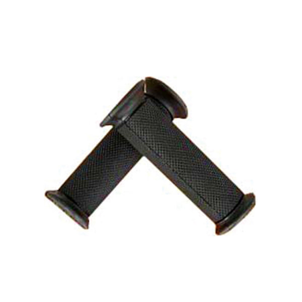 Rubber Handlebar Grips for Scooters featuring a sleek and ergonomic black design, shown in a close-up view highlighting their textured surface for improved grip and control.