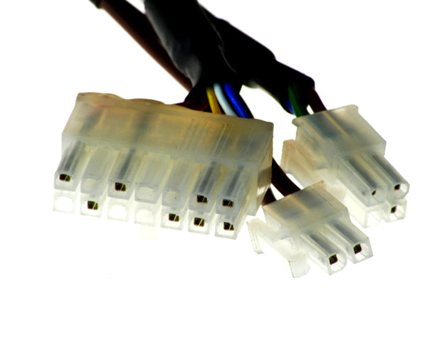 Close-up of the 70 Amp S-Drive Controller Assembly with Harness for the Pride Victory (SC1600/SC1700), showing multiple wires, connectors, and a plastic connector component.