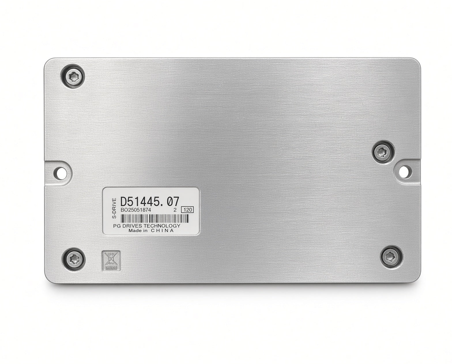 Bottom of S-Drive MKII 120 Amp scooter controller with D51445.07 model number label