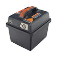 Battery Box Assembly for the Shoprider Echo (SL73) and Shoprider Hero, featuring a black box with a lock, handle, charger port, and circuit breaker, designed for easy transport and assembly.