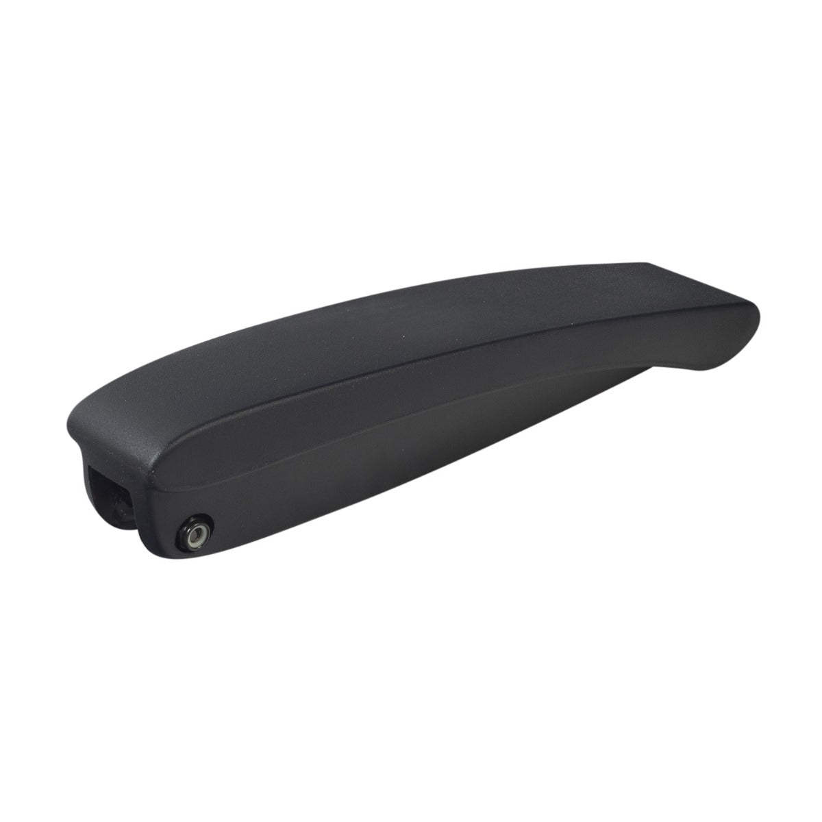 Armrest Pad for the Shoprider 6Runner 14, black rectangular object with a screw, designed for left or right armrest.