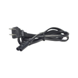 6' Battery Charger Power Cord (IEC C7) for Mobility Scooters and Power Chairs, featuring a black cable with two figure-8 plugs. Close-up shows the un-polarized coupler's rounded and squared ends.