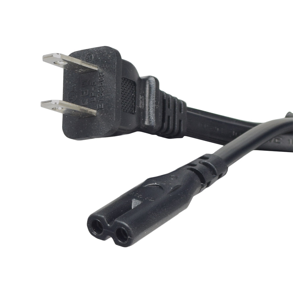 6' Battery Charger Power Cord (IEC C7) for Mobility Scooters and Power Chairs, featuring two plugs with a figure-8 connector, ideal for various scooter and power chair models.