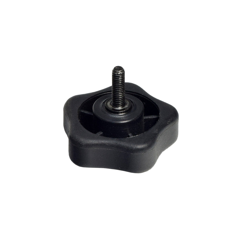 Tiller Adjustment Knob for the Shoprider Echo (SL73) & Scootie Jr (TE-787M) mobility scooters; a black plastic star-shaped knob with a central screw, designed for easy tiller angle adjustment.