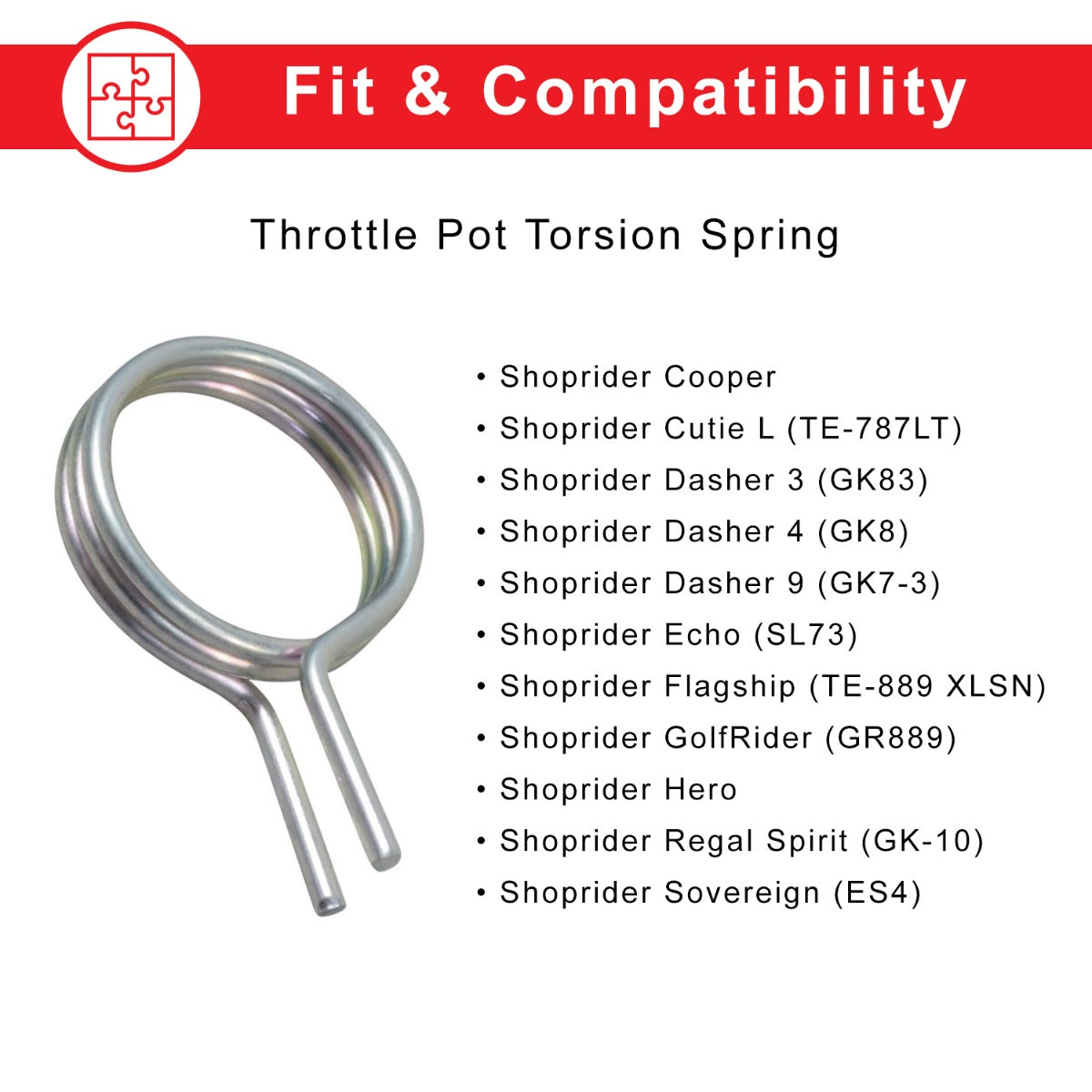 Close-up view of a Throttle Pot Torsion Spring for Shoprider Mobility Scooters, showcasing a tightly coiled metal spring essential for scooter functionality.