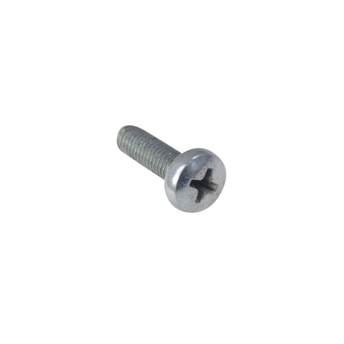 M5x0.80 Screw for Shoprider Scooters & Power Chairs, shown in close-up, highlighting its metal surface, Phillips head, and threading. This 3/4 long screw secures armrests and joystick mounting brackets.