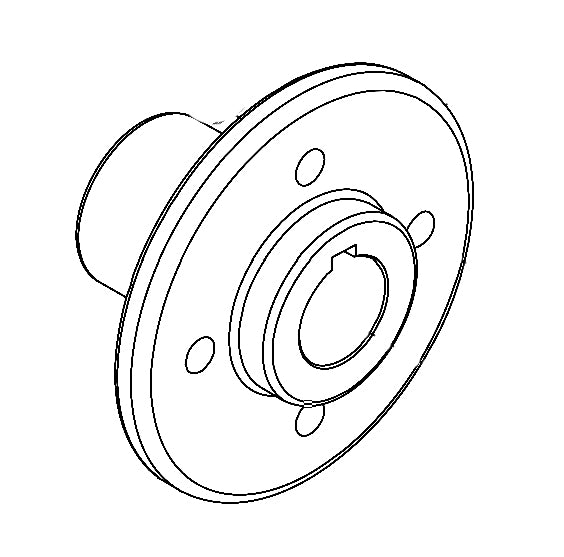 Rear Hub for Shoprider Sprinter XL4 Deluxe, shown in a detailed black and white line drawing, illustrating the circular design with mounting points for wheel assembly rims.