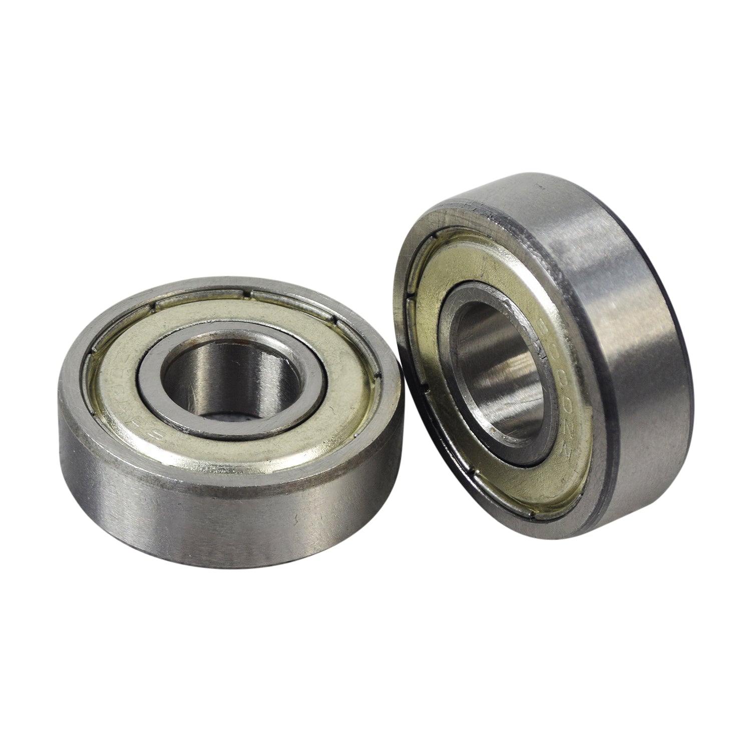 Close-up of 6000ZZ (6000Z) shielded scooter wheel bearings set of 2, showing the metal construction and precision design, with the bearing number etched on the side.