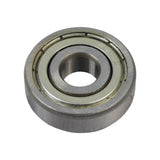 Close-up of the 6200ZZ / 6200Z Shielded Wheel Bearing with etched 6200Z marking, highlighting its metal structure. Suitable for gas and electric scooters, 10mm inside diameter, 30mm outside diameter, 9mm thickness.