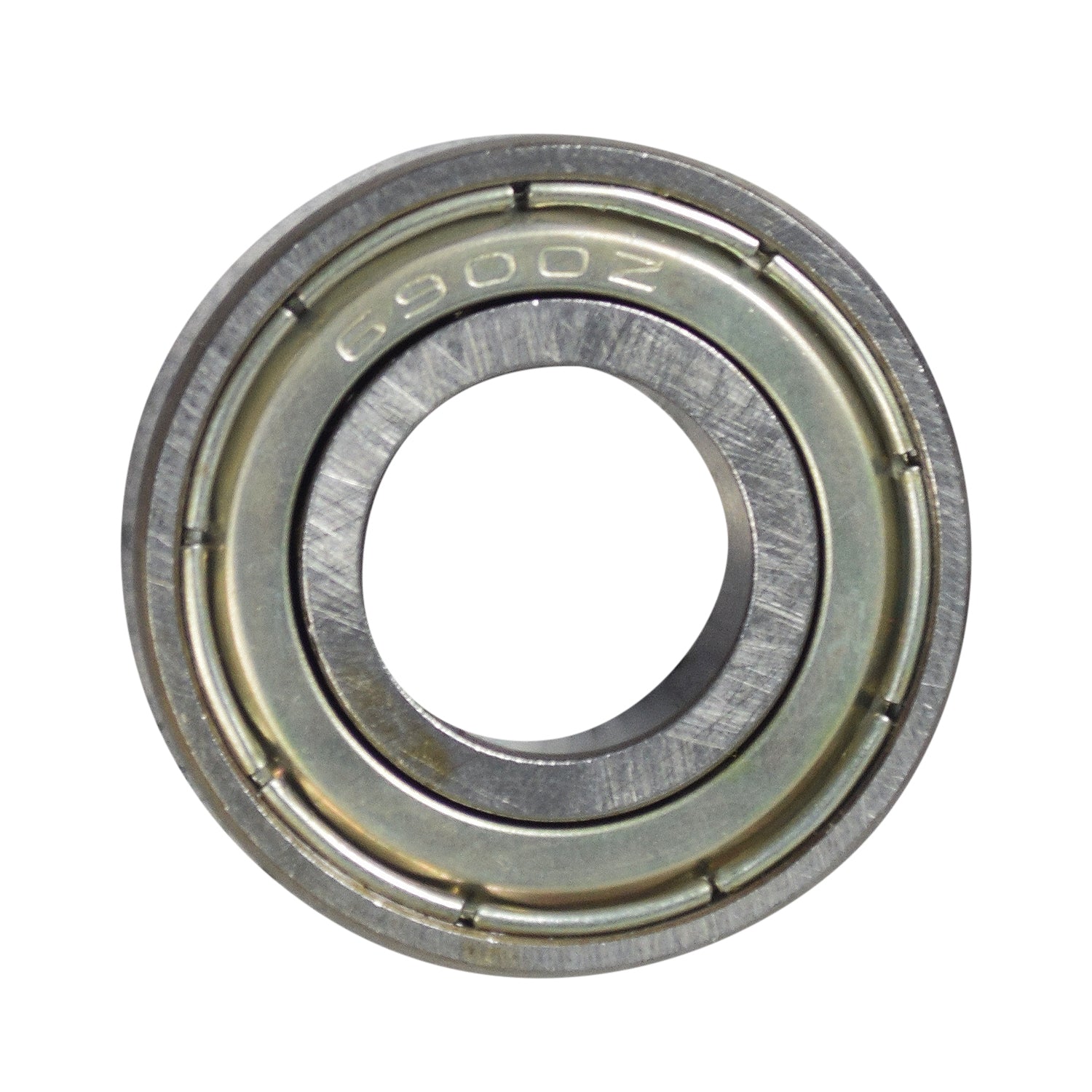 Close-up of 6900Z Shielded Wheel Bearings (Set of 2), featuring metal shields for dust protection, suitable for some Jazzy power chairs by Pride Mobility, made of carbon steel.