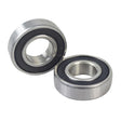 6002-2RS (6002RS) Sealed Scooter & ATV Bearings (Set of 2) showing two chrome steel bearings with high temperature plastic seals on both sides, designed for scooters, ATVs, mini bikes, and go karts.