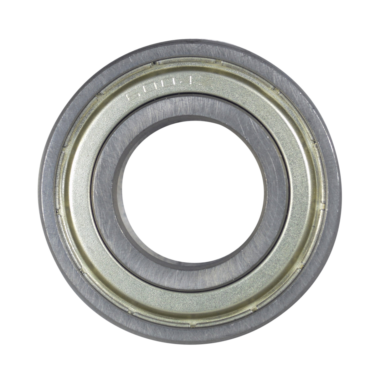 Close-up of 6004ZZ (6004Z) Shielded Scooter & ATV Bearings (Set of 2), showing chrome metal shields on both sides, protecting inner ball bearings.