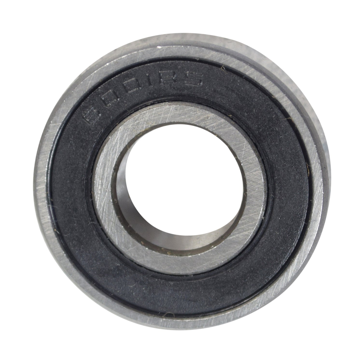 Close-up of 6001-2RS (6001RS) Sealed ATV, Dirt Bike, & Scooter Bearings (Set of 2) showing high-temperature plastic seals and chrome steel construction, designed for various small vehicles.