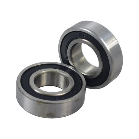 Close-up of 6003-2RS (6003RS) sealed scooter and ATV bearings, set of 2. The image highlights the double sealed, single-row, deep groove ball bearings with a 17 mm bore size.