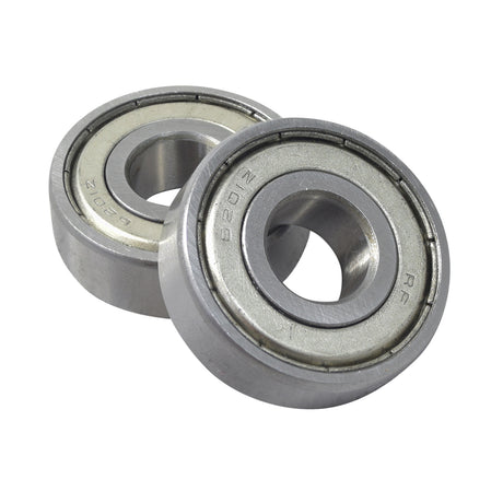 6201ZZ (6201Z) Wheel Bearings for Coleman CT100U Trail Mini Bike (Set of 2) - close-up of two metal, circular ball bearings designed for wheels, transmissions, and various GY6/QMB139 engine components.