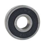 Close-up of 608-2RS (608RS) Sealed Scooter & ATV Bearings (Set of 2), highlighting the chrome steel construction and rubber seals designed for enhanced protection and high RPM performance.