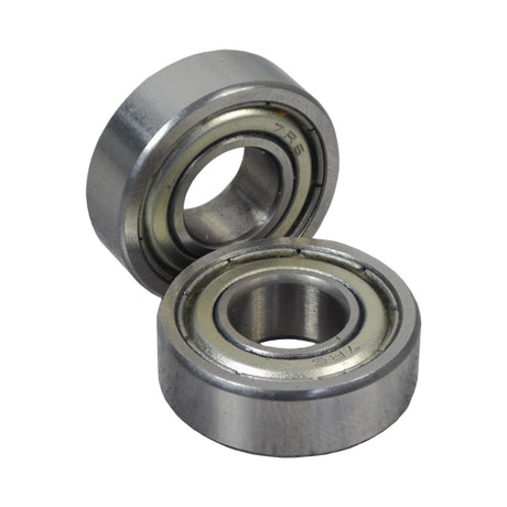 Close-up of 7R6 R-Series Shielded Scooter Wheel Bearings (Set of 2), showcasing chrome steel construction and high-temperature shields on both sides, designed for recreational and mobility scooters.