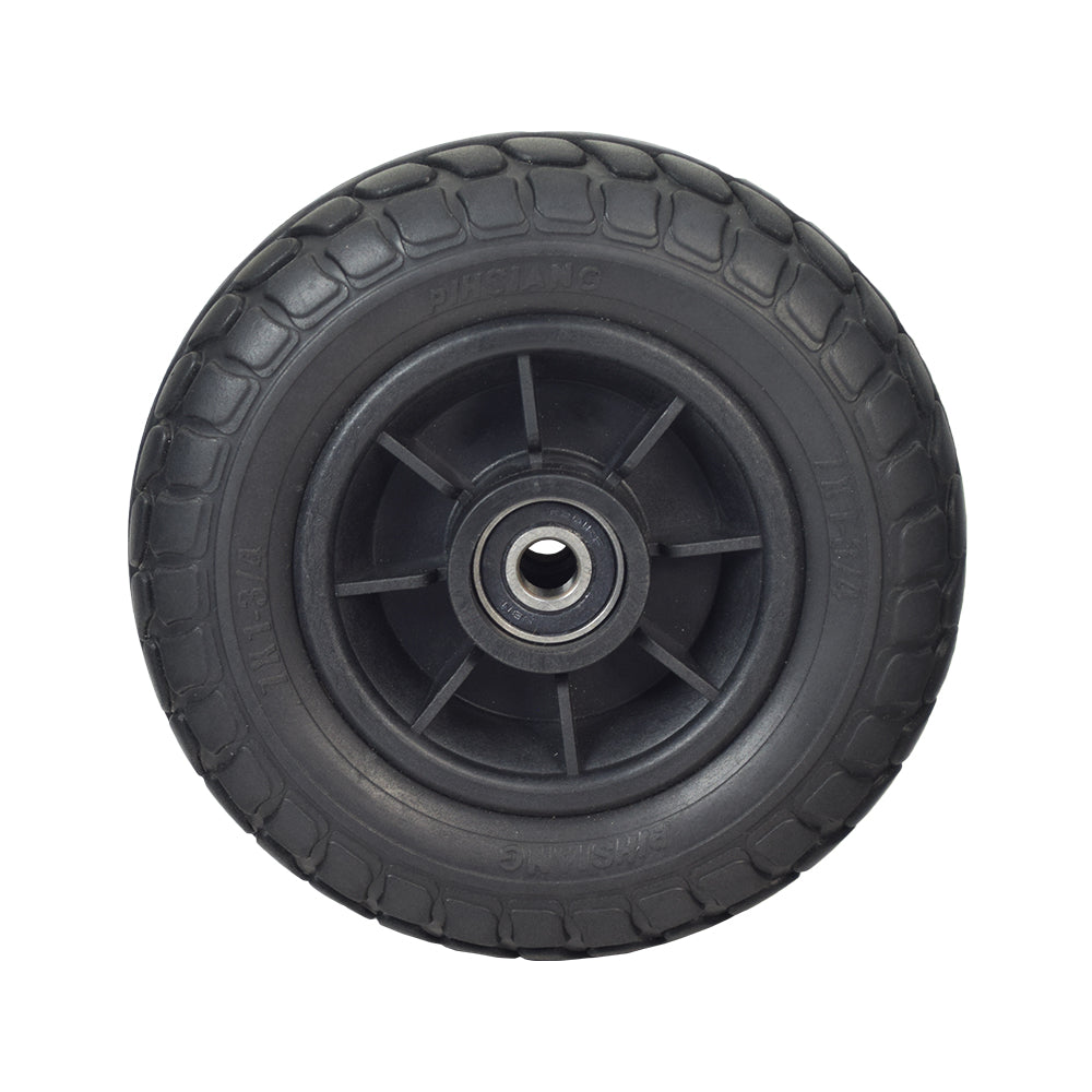 7x1-3/4 Black Caster Wheel for Shoprider 6Runner 10 & 14 Power Chairs, featuring a black tire with a metal center and detailed tread, suitable for front or back caster placement.