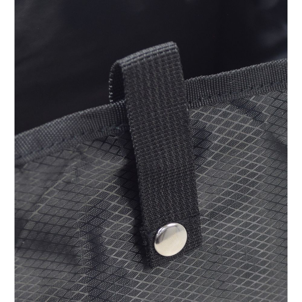 Close-up of the Under-Seat Tote Bag for Drive Medical Rollators 726, 728, & 10261, showcasing its durable black fabric, metal clasp, and snap-on straps for secure attachment.