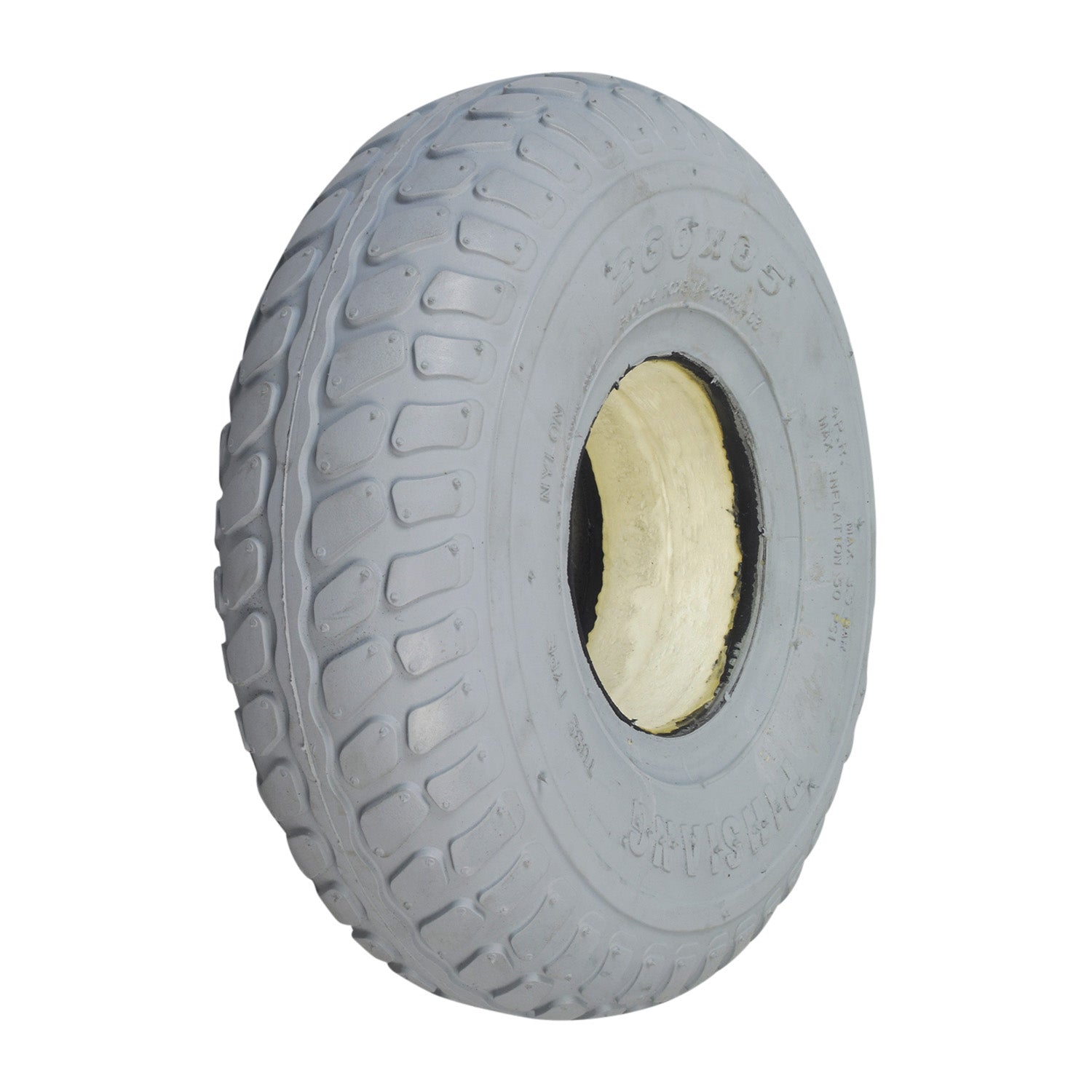 3.00-4 (10x3, 260X85) Foam-Filled Tire with IA-2889U Tread Pattern for Shoprider Scooters, featuring a flush-profile foam insert and durable, flat-free design ideal for Sunrunner 3 and 4 mobility scooters.