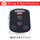 Keypad for 4 Key VSI Joystick Controllers, a black device with four buttons for battery condition, on/off, speed/profile increase, and horn, used in power chairs like Jazzy and Jet models.