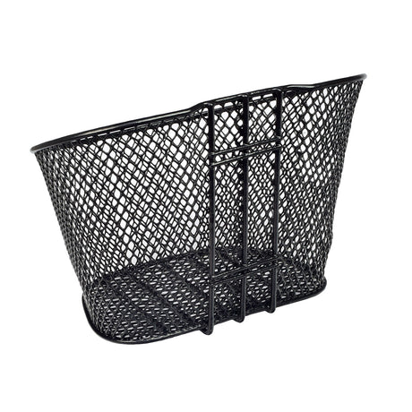 Front Basket Assembly for Pride Legend XL, featuring an angled oval basket with a handle, including a mounting bracket and screws, depicted on a plain background.