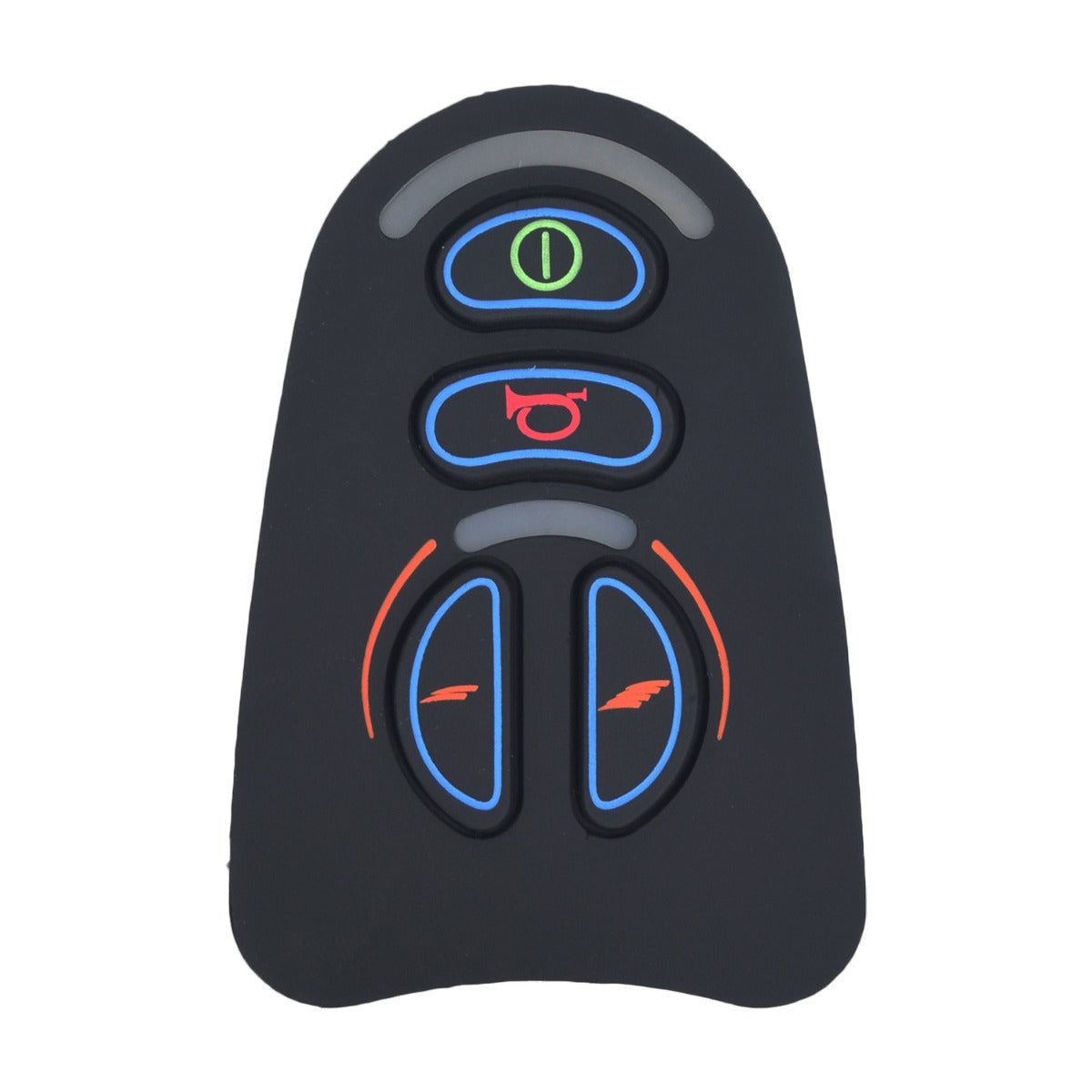 Keypad for 4 Key VR2 Joystick Controller, featuring colorful buttons on a black surface, designed for easy replacement on mobility power chairs.