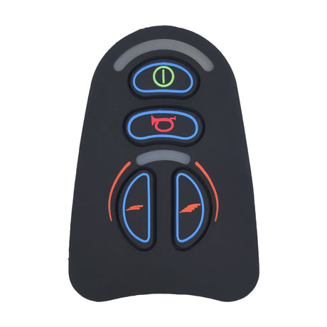 Keypad for 4 Key VR2 Joystick Controller, featuring colorful buttons on a black surface, designed for easy replacement on mobility power chairs.