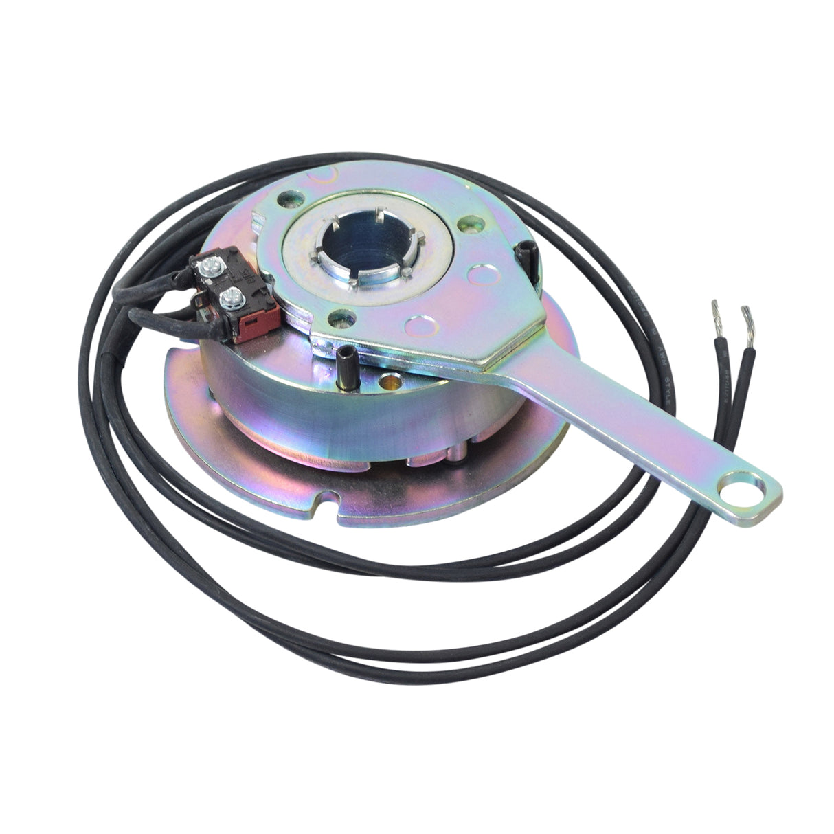 Brake Assembly for Pride Maxima (SC900/SC940) and Pride Victory XL (SC2700) featuring a metal object with wires and a circular component, compatible with specific Pride Mobility scooters made after 2010.