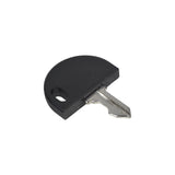 Standard Key for Go-Go and Pride Mobility Scooters, featuring a close-up of a black key with a molded plastic half circle head, designed for compatibility with most scooter models.