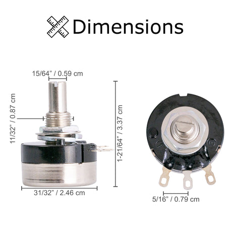 Speed Potentiometer (Speed Pot) without Harness for Drive, Invacare, Merits, & Rascal Mobility Scooters; close-up of a small, round metal component with a black circle and a screw.