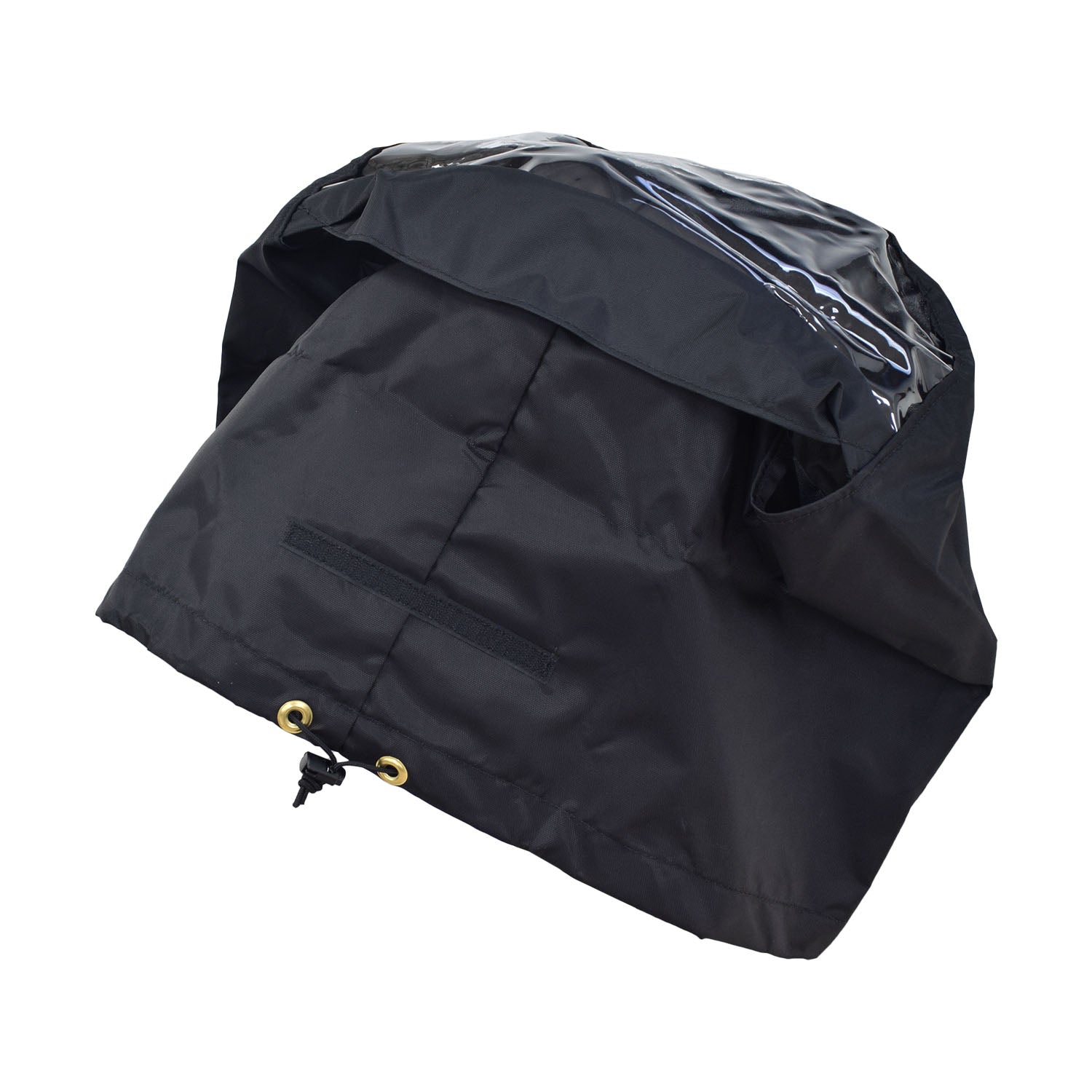 Clear Tiller Cover for Mobility Scooters (Deistco): A black nylon cover with a clear plastic section designed to protect the tiller from weather and dust.