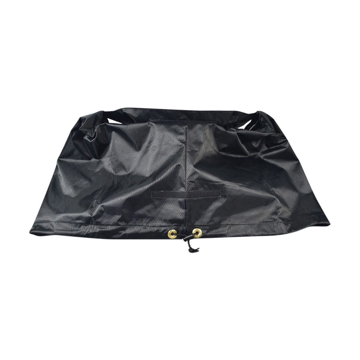 Clear Tiller Cover for Mobility Scooters featuring a black bag with a strap and a pocket, designed to protect scooter controls from weather and dust while allowing visibility through the clear panel.