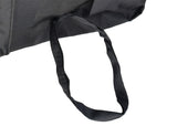 Saddle Bag for Mobility Scooters, Power Chairs, & Wheelchairs: A black nylon bag with a handle and strap, featuring a Velcro top pouch, zippered extra pouches, and reflective safety tape.