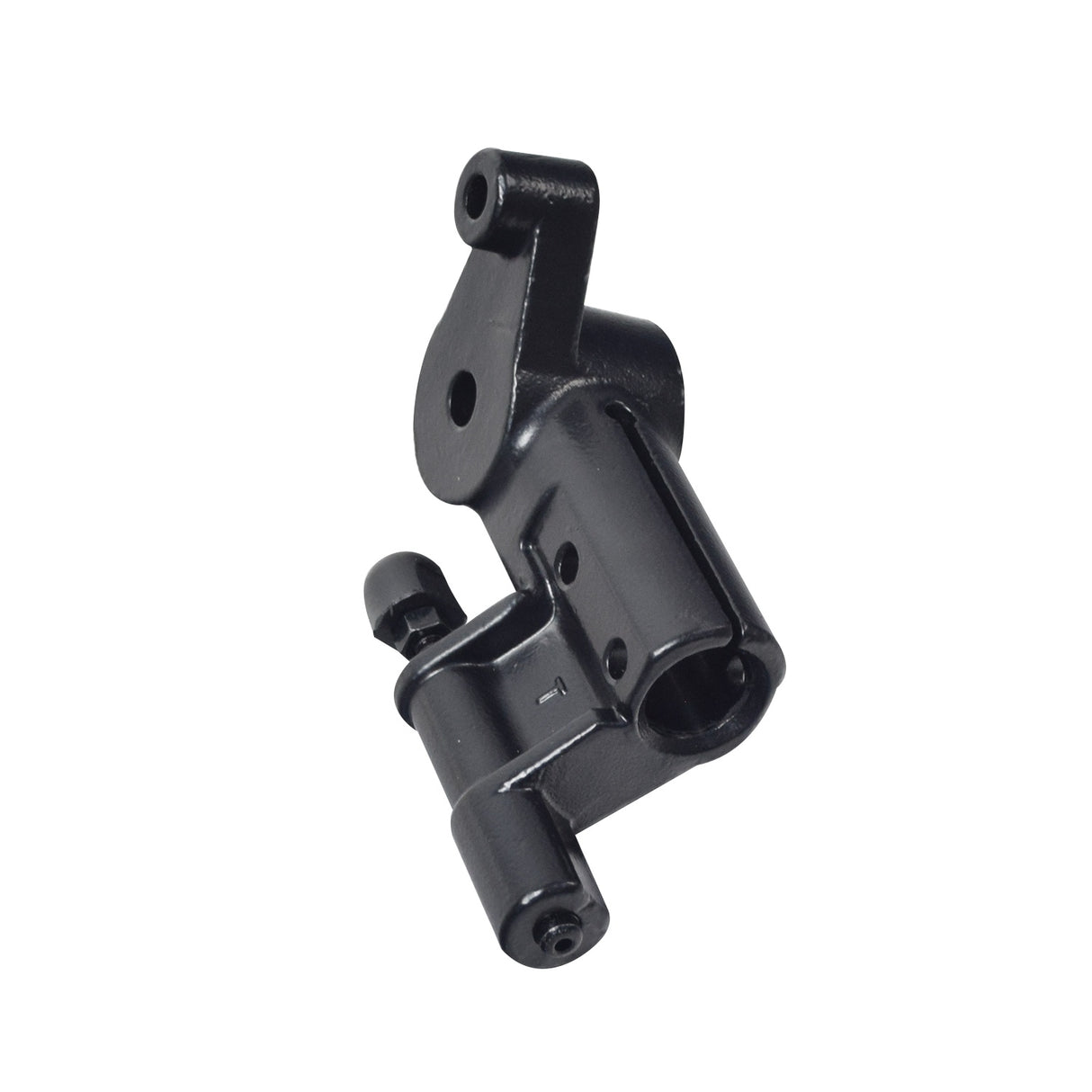 Tiller Assembly with Left & Right Infinite Adjustment for Pride Pursuit (SC713) & Pursuit XL (SC714), featuring a black metal structure with screws, holes, an actuator, adjustment knuckle, and fastening hardware.