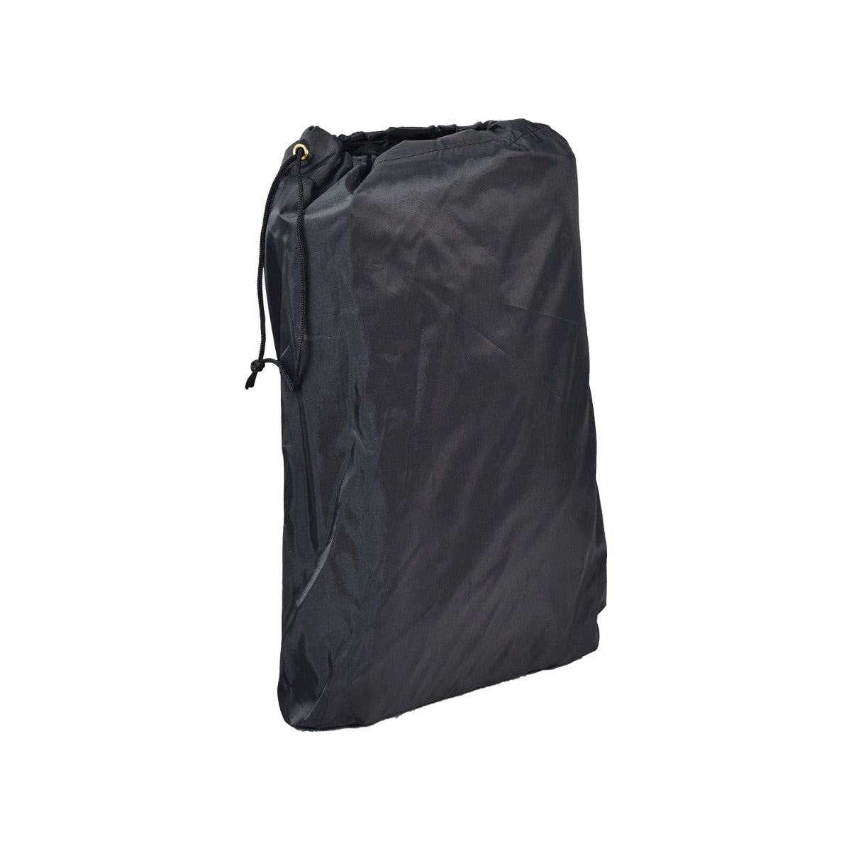 Heavy Duty Weatherproof Cover for Power Chairs featuring durable black material with a drawstring closure, designed to protect against rain and dust, seen in a compact, easy-to-use form.